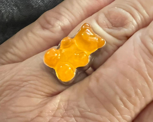 Orange Gummy Bear and Sterling Silver Ring
