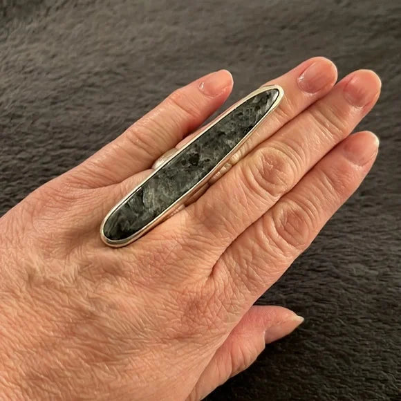 Black Moonstone Sterling Silver Talon Ring