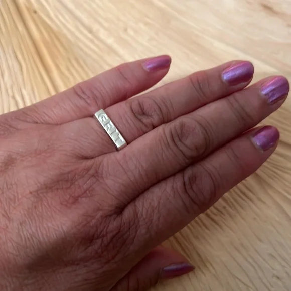 GRIT Sterling Silver Engraved Ring