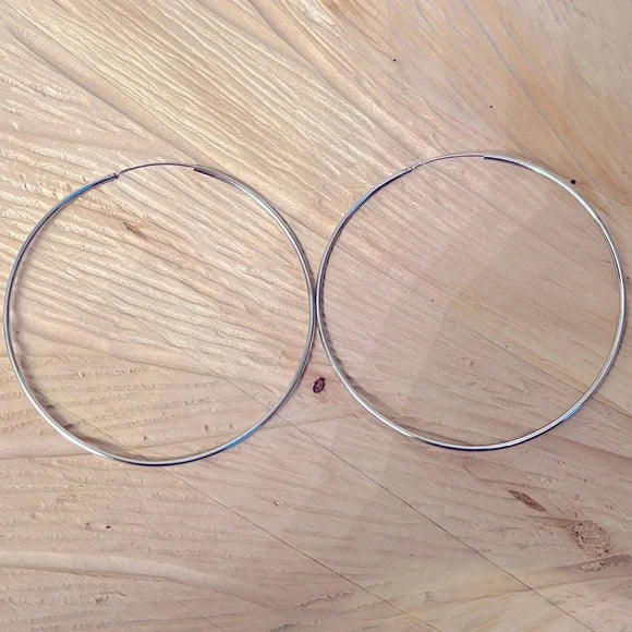 Large 90mm Sterling Silver Endless Hoop Earrings