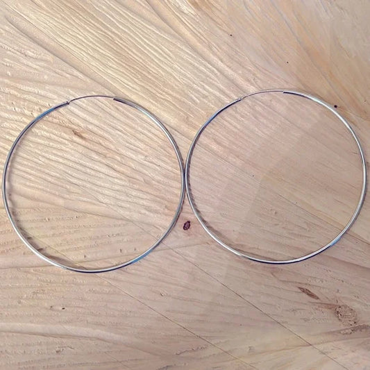 Large 90mm Sterling Silver Endless Hoop Earrings