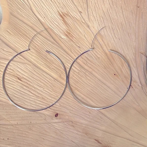 Large 90mm Sterling Silver Endless Hoop Earrings