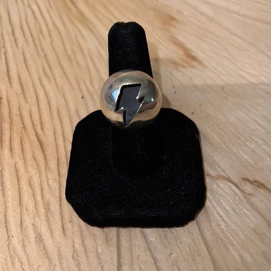 Artisan Lighting Bolt Shadow Box Sterling Silver Ring