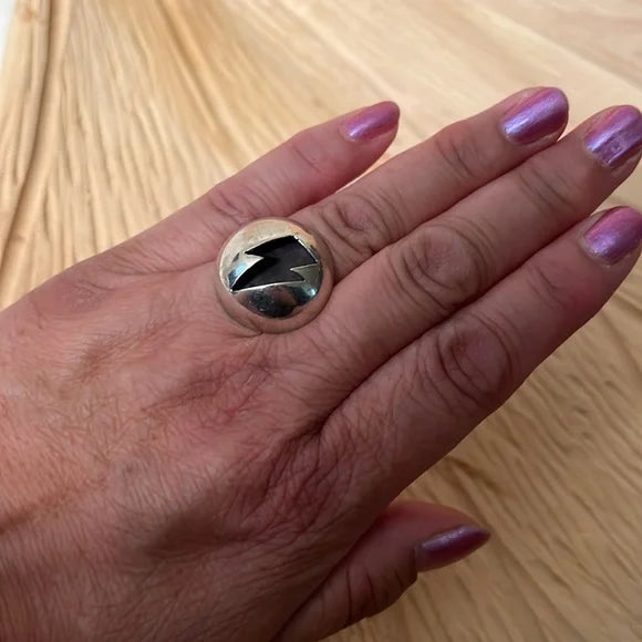 Artisan Lighting Bolt Shadow Box Sterling Silver Ring