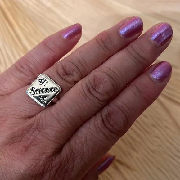 Science Sterling Silver Signet Ring